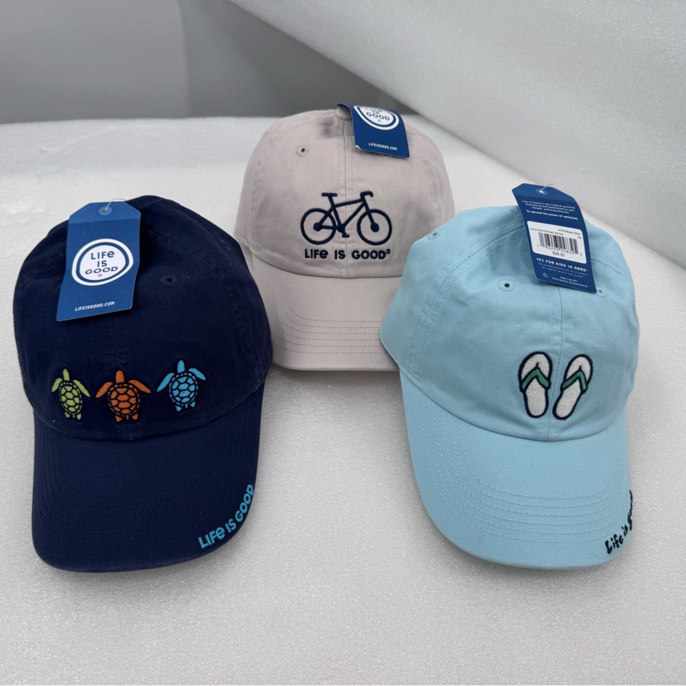 3 CT Life Is Good Turtle Love Bike Sanles Ball Cap Hat Unisex Adjustable